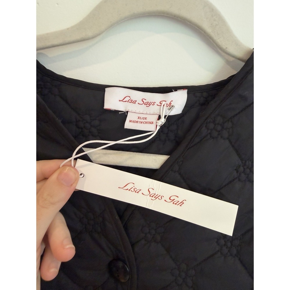 Lisa Says Gah Quilted Jacket XL / XXL NWT Black Puffer Lightweight Liner Button - Picture 8 of 8